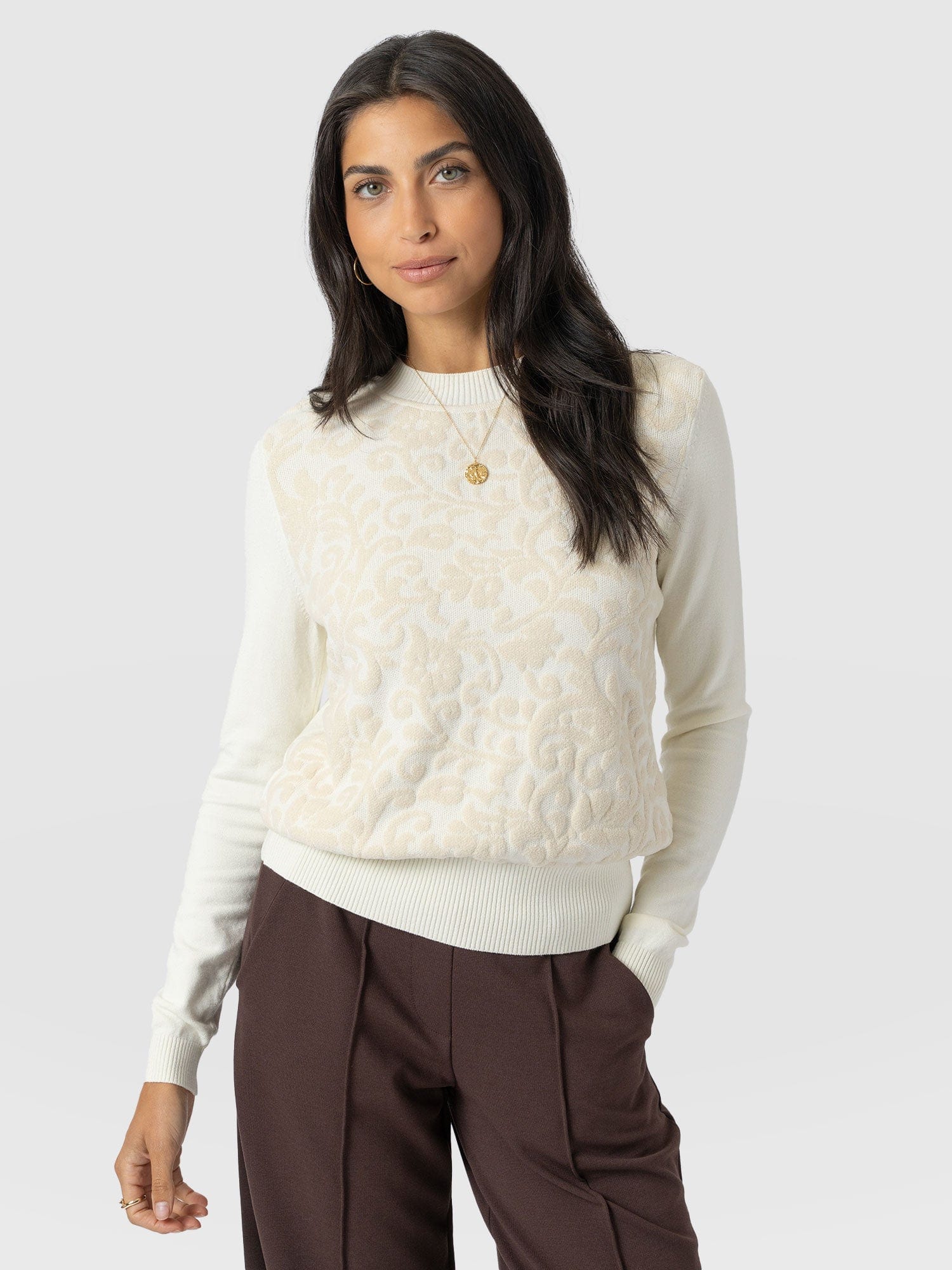 Wren Long Sleeve Knit - Cream - Women's Knitwears | Saint + Sofia? EU